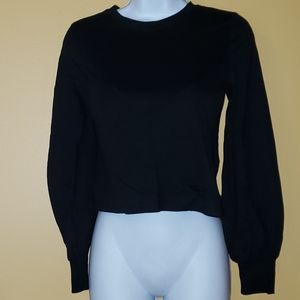 Banana Republic Balloon Sleeve Crop Tee XSP 2P Black